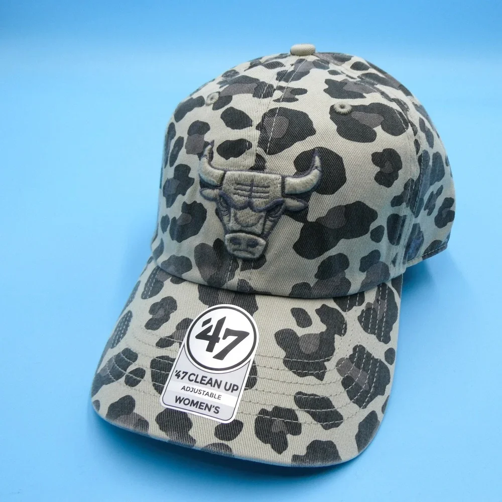 '47 Hat Women One Size Clean Up Chicago Bulls‎ Leopard Print Tan Grey Cotton NBA